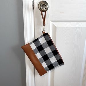 Black and White Buffalo Plaid Wristlet - NWOT